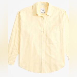 ❤️‍🔥BOGO FREE Abercrombie & Fitch Oversized Pastel Yellow Stripped Button Up